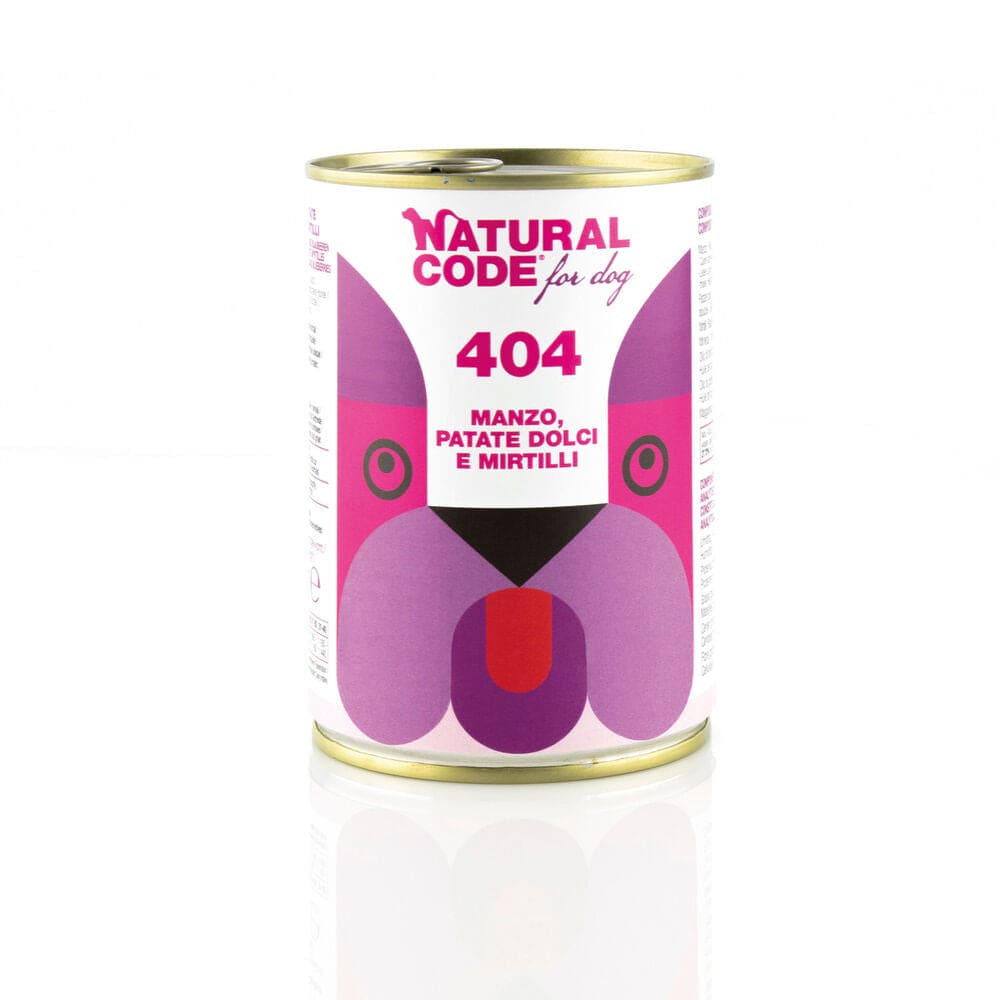 Natural Code Dog 404 Adult Manzo, Patate Dolci e Mirtilli 400 gr