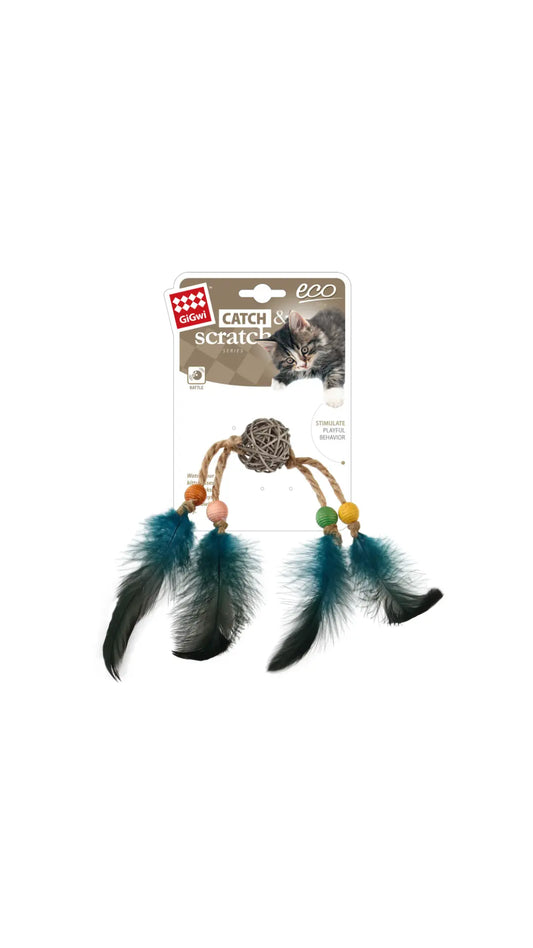 GiGwi Eco Line Catch'n'Scratch Pallina con Piume Per Gatti