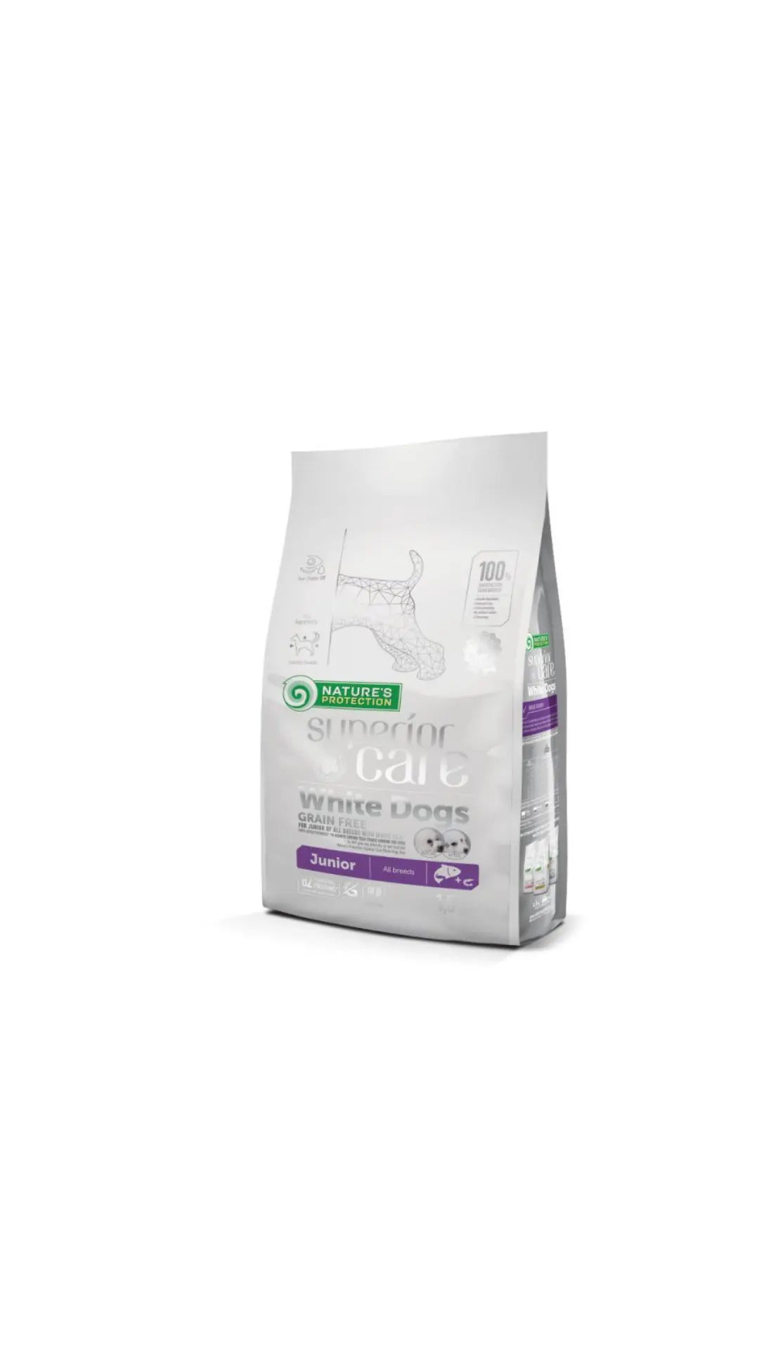 NATURE'S PROTECTION WHITE DOGS JUNIOR SALMONE ALL BREEDS 1.5KG CROCCHETTE CUCCIOLO SUPERIOR CARE GRAIN FREE