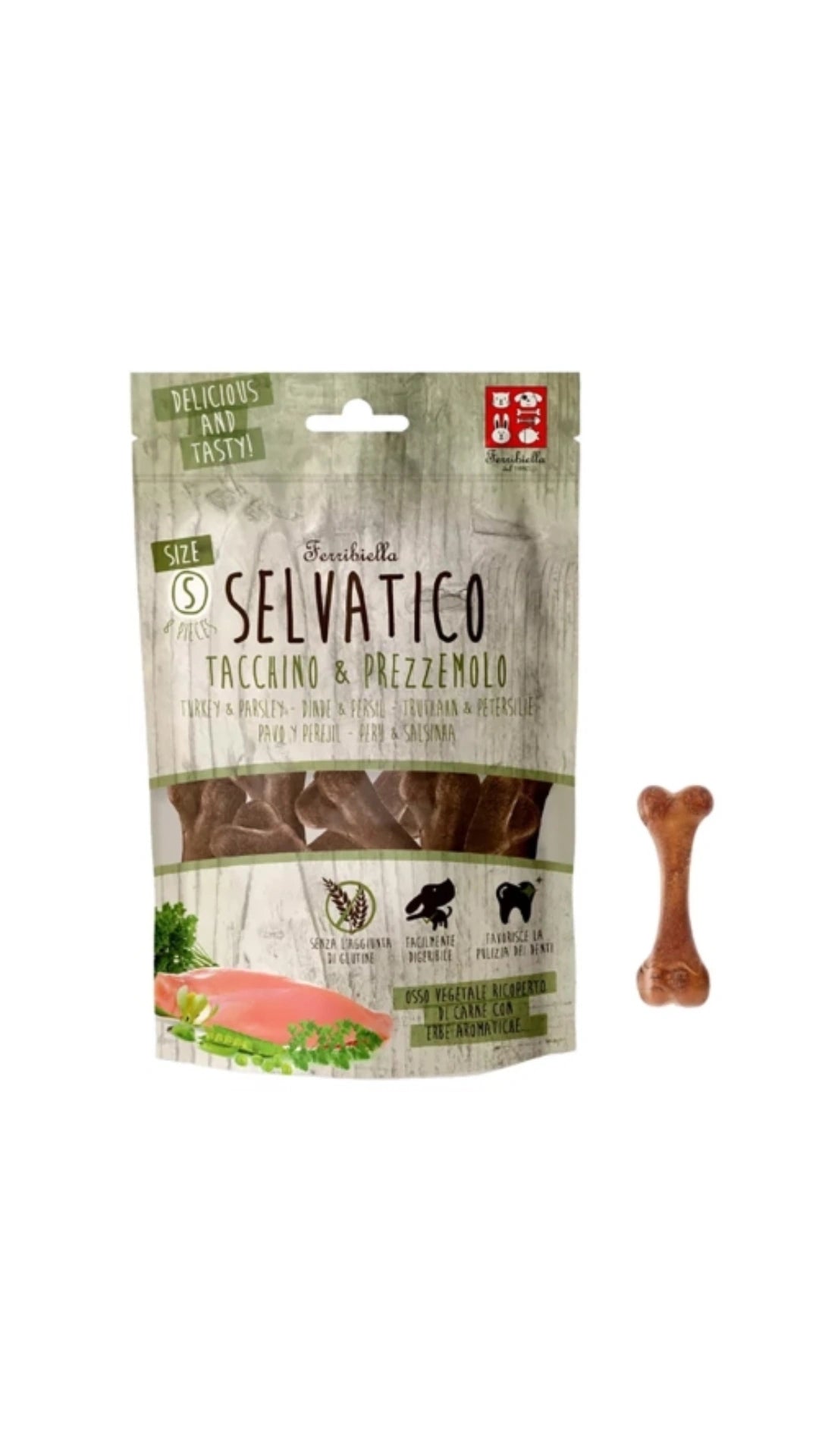 Ferribiella Selvatico tacchino e prezzemolo snack - misura S - 120 gr *