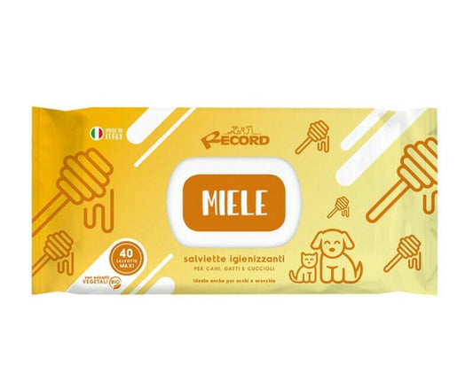 Record Salviette Detergenti con Antibatterico per Cani e Gatti 40 pz Miele