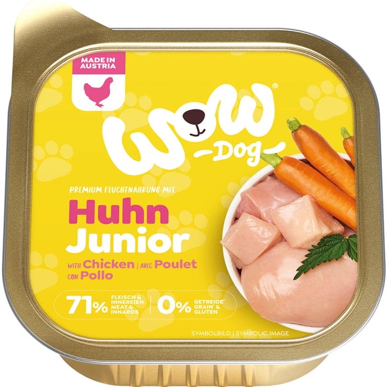 WOW! Scatoletta per cani junior al pollo 150gr