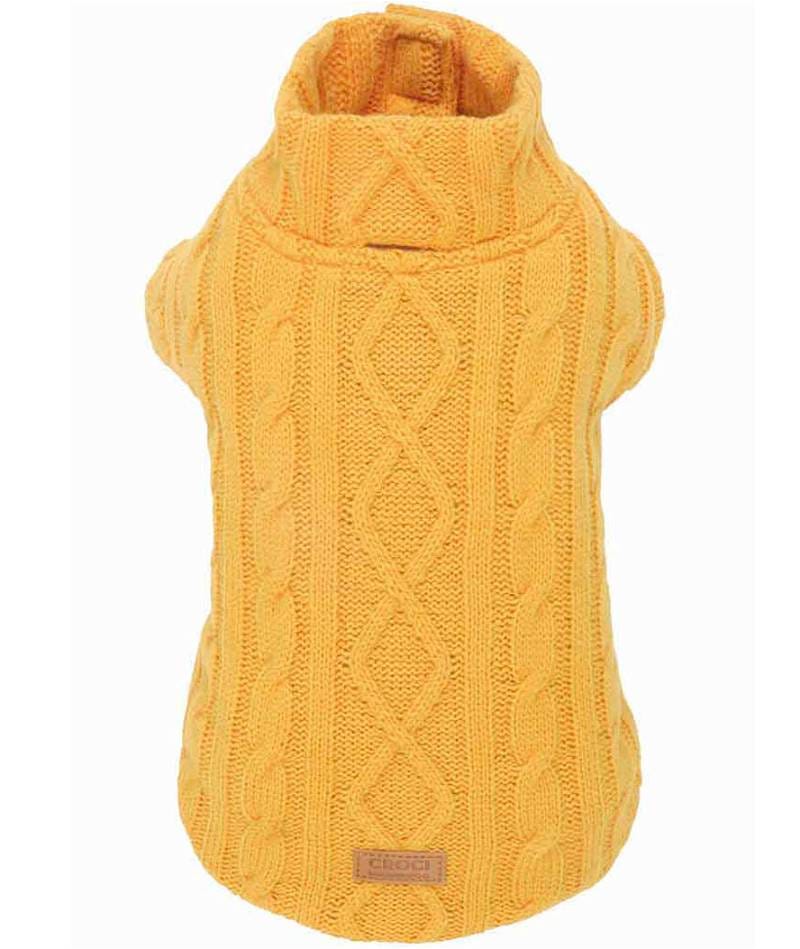 Maglioncino con fodera in peluche modello Winter trail Mustard per cani croci