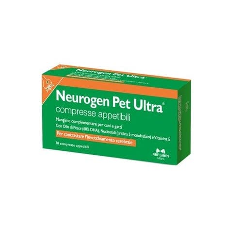 Neurogen Pet Ultra NBF Mangime Complementare Contro l’invecchiamento Cerebrale 30 Compresse Appetibili per cani e gatti