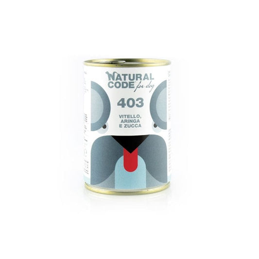 NATURAL CODE 403 VITELLO, ARINGA E ZUCCA 400G UMIDO CANE