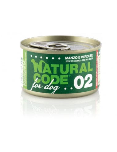 Natural Code Dog 02 - Manzo e Verdure - Lattina 90 gr