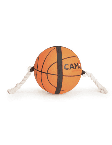 Gioco per cani - palla da basket in gomma con maniglie in corda camon