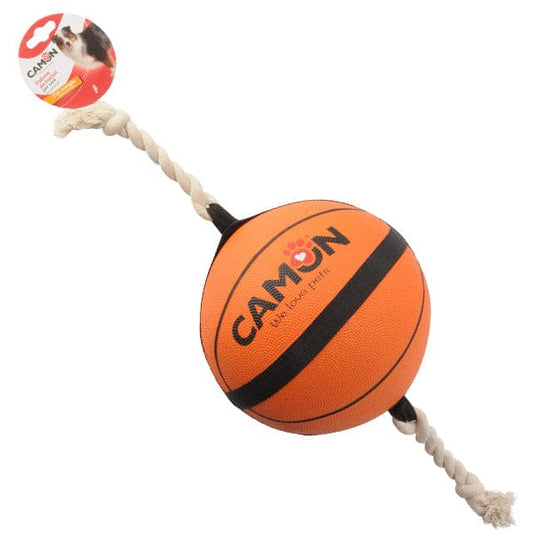 Gioco per cani - palla da basket in gomma con maniglie in corda camon