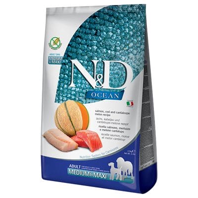 Farmina N&D Ocean Adult Mini Salmone, Merluzzo e Melone cantalupo 12kg