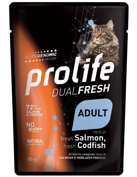 Prolife Dual Fresh Per Gatto Adulto con Salmone e Merluzzo Busta 85g